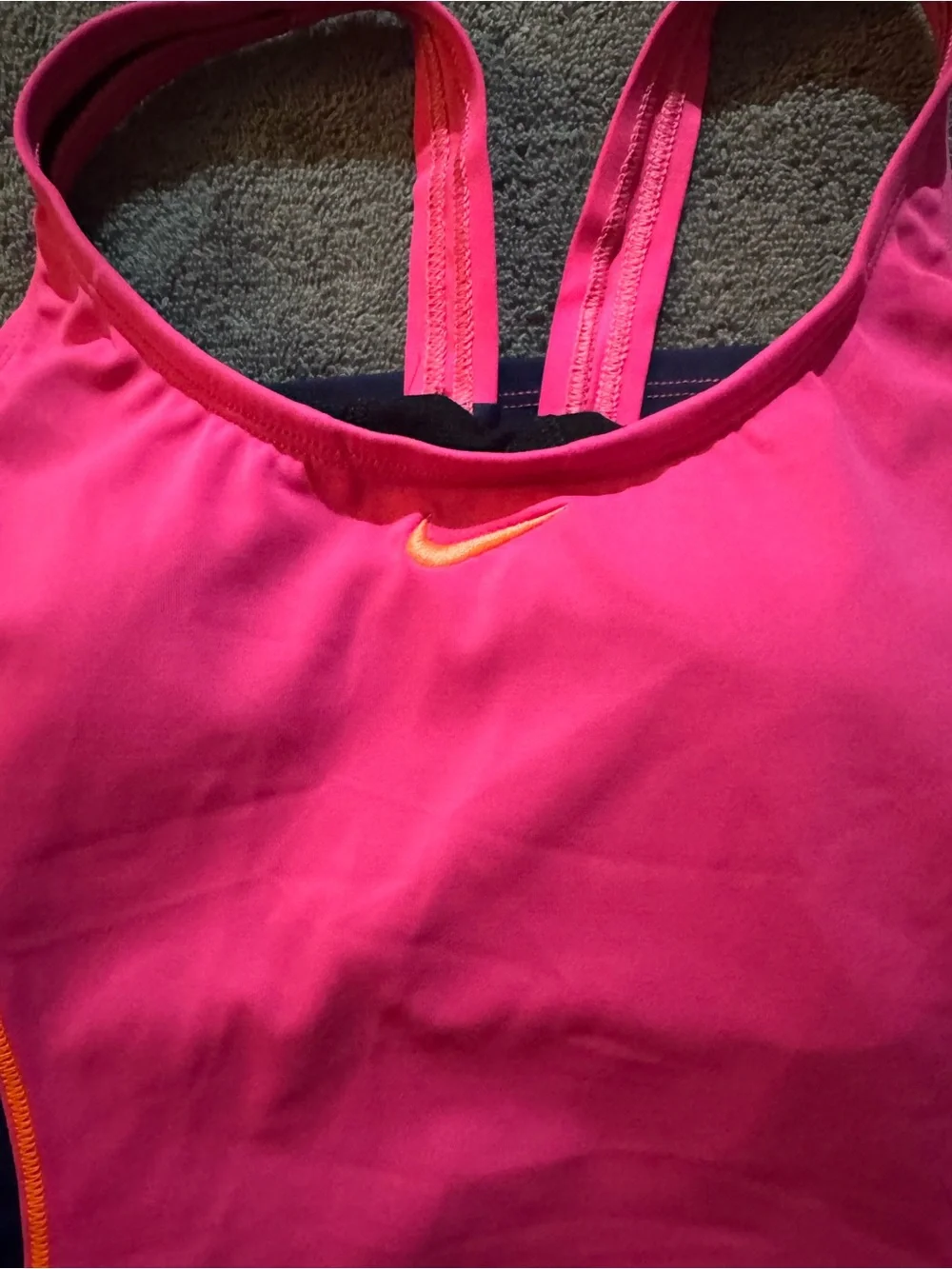 Nike Women’s Pink & Navy Racerback Swim Top